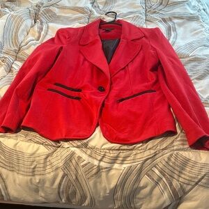 Robert Louis Vibrant Red Blazer with Black Accents